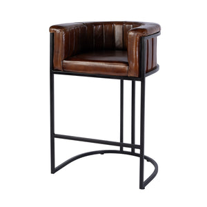 Butler Specialty Butler Leather Barrel Bar Stool - 29" Seat Height, Luxurious Black & Brown Design For Any Room Black,Brown Iron,Genuine Leather 5917344-butler