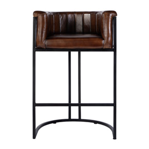 Butler Specialty Butler Leather Barrel Bar Stool - 29" Seat Height, Luxurious Black & Brown Design For Any Room Black,Brown Iron,Genuine Leather 5917344-butler