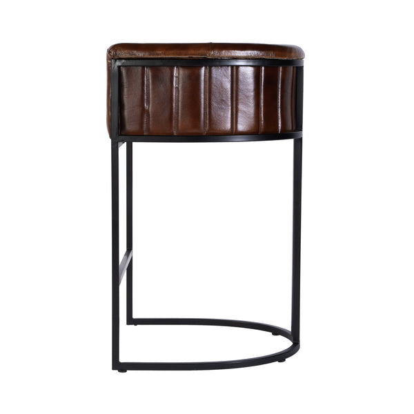 Butler Specialty Butler Leather Barrel Bar Stool - 29" Seat Height, Luxurious Black & Brown Design For Any Room Black,Brown Iron,Genuine Leather 5917344-butler