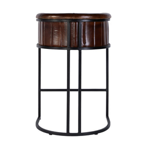 Butler Specialty Butler Leather Barrel Bar Stool - 29" Seat Height, Luxurious Black & Brown Design For Any Room Black,Brown Iron,Genuine Leather 5917344-butler