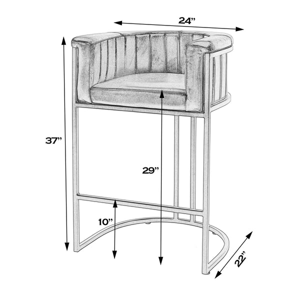 Butler Specialty Butler Leather Barrel Bar Stool - 29" Seat Height, Luxurious Black & Brown Design For Any Room Black,Brown Iron,Genuine Leather 5917344-butler