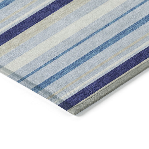 Homeroots 3' Black Ivory And Gray Striped Washable Area Rug - Stylish Indoor Outdoor Design For Any Space 3' X 5' Polyester 591735