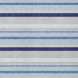 Homeroots 3' Black Ivory And Gray Striped Washable Area Rug - Stylish Indoor Outdoor Design For Any Space 3' X 5' Polyester 591735