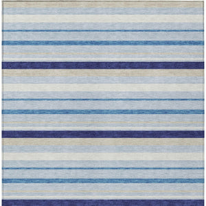Homeroots 3' Black Ivory And Gray Striped Washable Area Rug - Stylish Indoor Outdoor Design For Any Space 5' X 8' Polyester 591736