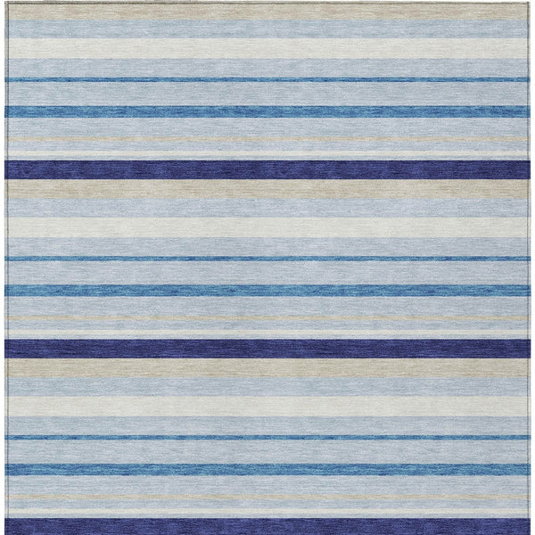 Homeroots 3' Black Ivory And Gray Striped Washable Area Rug - Stylish Indoor Outdoor Design For Any Space 5' X 8' Polyester 591736