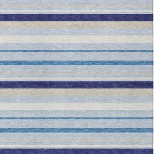 Homeroots 3' Black Ivory And Gray Striped Washable Area Rug - Stylish Indoor Outdoor Design For Any Space 5' X 8' Polyester 591736