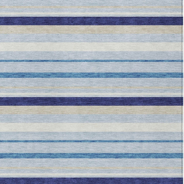 Homeroots 3' Black Ivory And Gray Striped Washable Area Rug - Stylish Indoor Outdoor Design For Any Space 5' X 8' Polyester 591736