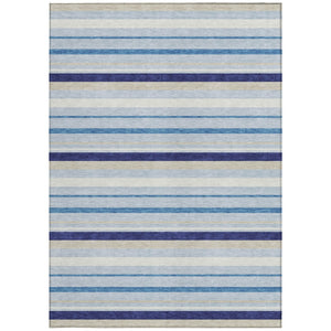 Homeroots 3' Black Ivory And Gray Striped Washable Area Rug - Stylish Indoor Outdoor Design For Any Space 8' X 10' Polyester 591738