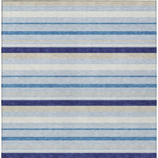 Homeroots 3' Black Ivory And Gray Striped Washable Area Rug - Stylish Indoor Outdoor Design For Any Space 9' X 12' Polyester 591739