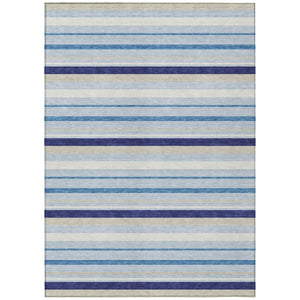 HomeRoots 9' Stylish Washable Striped Area Rug in Blue, Purple & Gray - Perfect for Indoor & Outdoor Spaces 9' X 12' 591739
