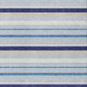 Homeroots 3' Black Ivory And Gray Striped Washable Area Rug - Stylish Indoor Outdoor Design For Any Space 10' X 14' Polyester 591740