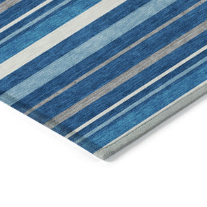 Homeroots 3' Black Ivory And Gray Striped Washable Area Rug - Stylish Indoor Outdoor Design For Any Space 3' X 5' Polyester 591741