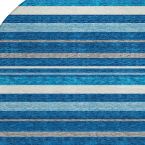 Homeroots 3' Black Ivory And Gray Striped Washable Area Rug - Stylish Indoor Outdoor Design For Any Space 8' Round Polyester 591743