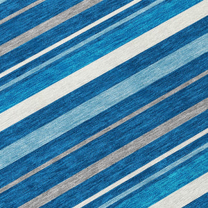 Homeroots 3' Black Ivory And Gray Striped Washable Area Rug - Stylish Indoor Outdoor Design For Any Space 8' Round Polyester 591743