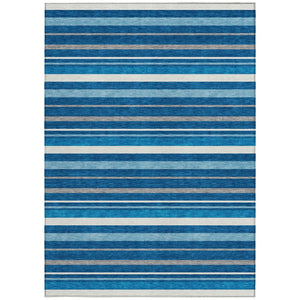 Homeroots 3' Black Ivory And Gray Striped Washable Area Rug - Stylish Indoor Outdoor Design For Any Space 8' X 10' Polyester 591744