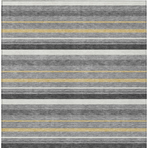 Homeroots 3' Black Ivory And Gray Striped Washable Area Rug - Stylish Indoor Outdoor Design For Any Space 3' X 5' Polyester 591747