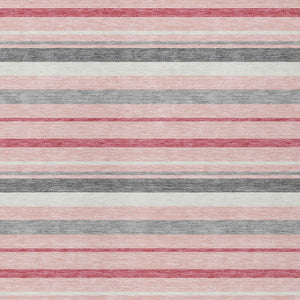 Homeroots 3' Black Ivory And Gray Striped Washable Area Rug - Stylish Indoor Outdoor Design For Any Space 5' X 8' Polyester 591754