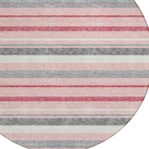 Homeroots 3' Black Ivory And Gray Striped Washable Area Rug - Stylish Indoor Outdoor Design For Any Space 8' Round Polyester 591755