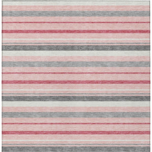 Homeroots 3' Black Ivory And Gray Striped Washable Area Rug - Stylish Indoor Outdoor Design For Any Space 8' X 10' Polyester 591756