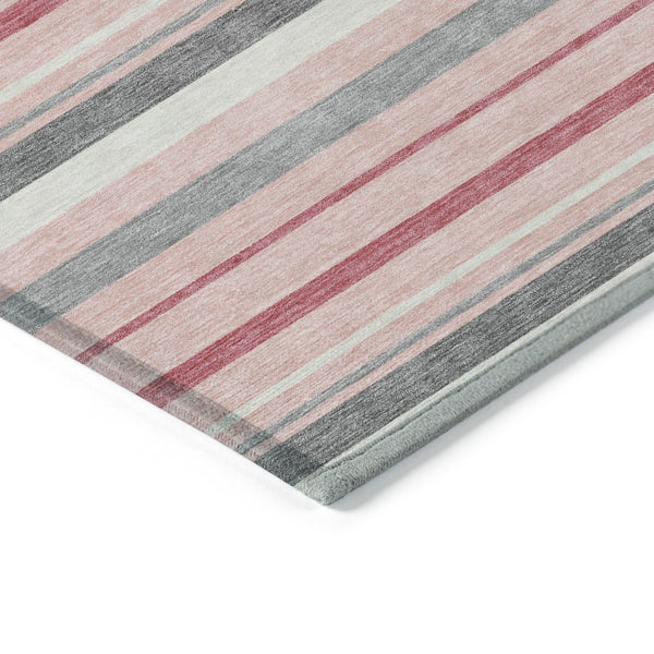 Homeroots 3' Black Ivory And Gray Striped Washable Area Rug - Stylish Indoor Outdoor Design For Any Space 9' X 12' Polyester 591757