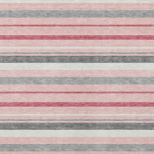 Homeroots 3' Black Ivory And Gray Striped Washable Area Rug - Stylish Indoor Outdoor Design For Any Space 9' X 12' Polyester 591757