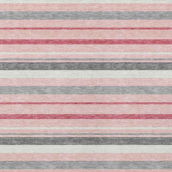 Homeroots 3' Black Ivory And Gray Striped Washable Area Rug - Stylish Indoor Outdoor Design For Any Space 9' X 12' Polyester 591757