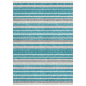 Homeroots 3' Black Ivory And Gray Striped Washable Area Rug - Stylish Indoor Outdoor Design For Any Space 3' X 5' Polyester 591759