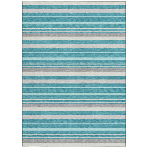 Homeroots 3' Black Ivory And Gray Striped Washable Area Rug - Stylish Indoor Outdoor Design For Any Space 3' X 5' Polyester 591759