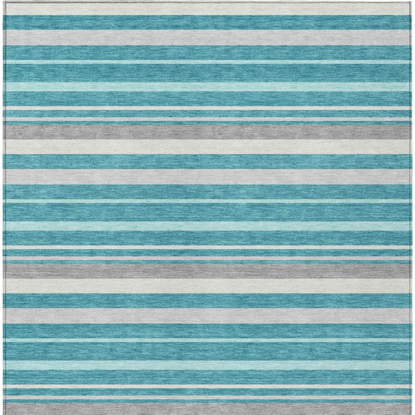 Homeroots 3' Black Ivory And Gray Striped Washable Area Rug - Stylish Indoor Outdoor Design For Any Space 5' X 8' Polyester 591760