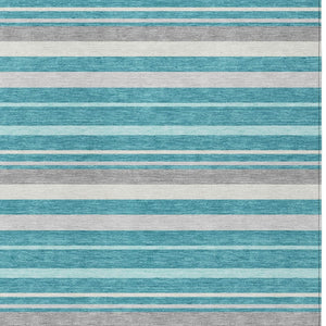 Homeroots 3' Black Ivory And Gray Striped Washable Area Rug - Stylish Indoor Outdoor Design For Any Space 5' X 8' Polyester 591760