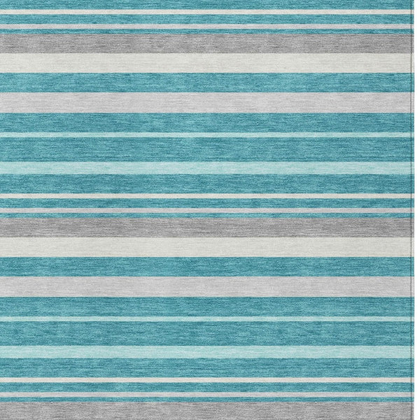Homeroots 3' Black Ivory And Gray Striped Washable Area Rug - Stylish Indoor Outdoor Design For Any Space 5' X 8' Polyester 591760