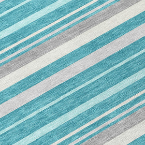 Homeroots 3' Black Ivory And Gray Striped Washable Area Rug - Stylish Indoor Outdoor Design For Any Space 8' Round Polyester 591761