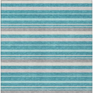 Homeroots 3' Black Ivory And Gray Striped Washable Area Rug - Stylish Indoor Outdoor Design For Any Space 9' X 12' Polyester 591763
