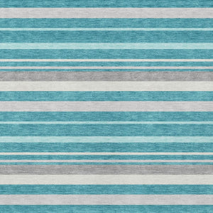 Homeroots 3' Black Ivory And Gray Striped Washable Area Rug - Stylish Indoor Outdoor Design For Any Space 10' X 14' Polyester 591764