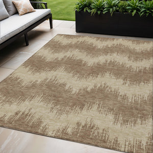 Homeroots 3' Durable Black And Ivory Chevron Indoor Outdoor Area Rug - Stylish, Washable, And Versatile Design 5' X 8' Polyester 591772