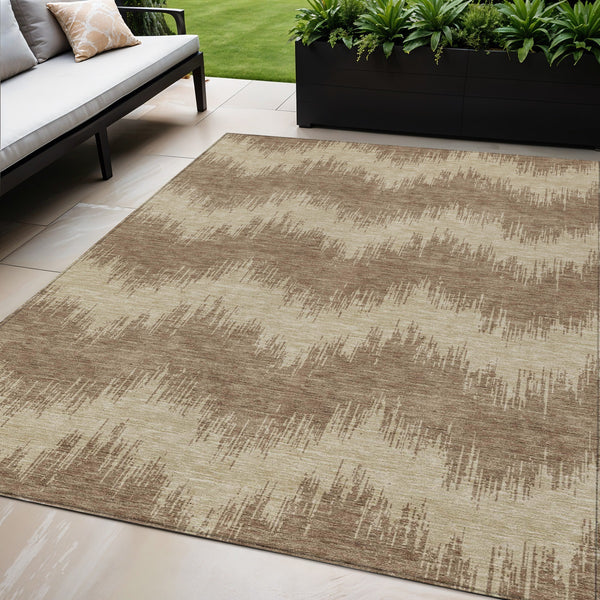 Homeroots 3' Durable Black And Ivory Chevron Indoor Outdoor Area Rug - Stylish, Washable, And Versatile Design 5' X 8' Polyester 591772
