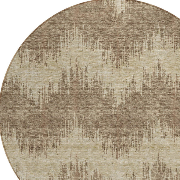 Homeroots 3' Durable Black And Ivory Chevron Indoor Outdoor Area Rug - Stylish, Washable, And Versatile Design 8' Round Polyester 591773