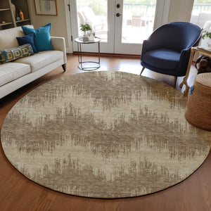 Homeroots 3' Durable Black And Ivory Chevron Indoor Outdoor Area Rug - Stylish, Washable, And Versatile Design 8' Round Polyester 591773