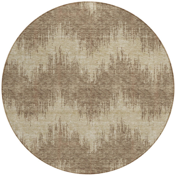 Homeroots 3' Durable Black And Ivory Chevron Indoor Outdoor Area Rug - Stylish, Washable, And Versatile Design 8' Round Polyester 591773