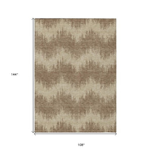 Homeroots 3' Durable Black And Ivory Chevron Indoor Outdoor Area Rug - Stylish, Washable, And Versatile Design 9' X 12' Polyester 591775