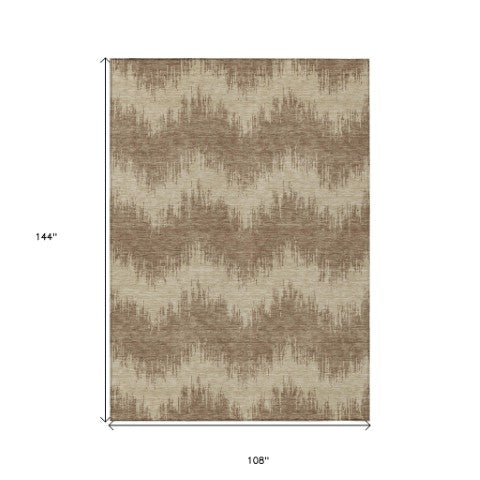 Homeroots 3' Durable Black And Ivory Chevron Indoor Outdoor Area Rug - Stylish, Washable, And Versatile Design 9' X 12' Polyester 591775