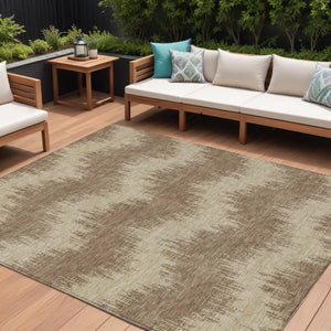 Homeroots 3' Durable Black And Ivory Chevron Indoor Outdoor Area Rug - Stylish, Washable, And Versatile Design 9' X 12' Polyester 591775