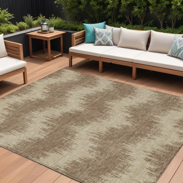 Homeroots 3' Durable Black And Ivory Chevron Indoor Outdoor Area Rug - Stylish, Washable, And Versatile Design 9' X 12' Polyester 591775