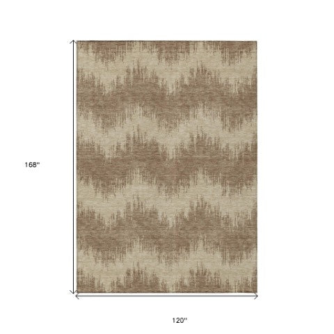 Homeroots 3' Durable Black And Ivory Chevron Indoor Outdoor Area Rug - Stylish, Washable, And Versatile Design 10' X 14' Polyester 591776