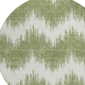 Homeroots 3' Durable Black And Ivory Chevron Indoor Outdoor Area Rug - Stylish, Washable, And Versatile Design 8' Round Polyester 591779