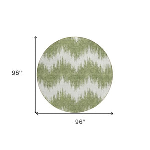 Homeroots 3' Durable Black And Ivory Chevron Indoor Outdoor Area Rug - Stylish, Washable, And Versatile Design 8' Round Polyester 591779