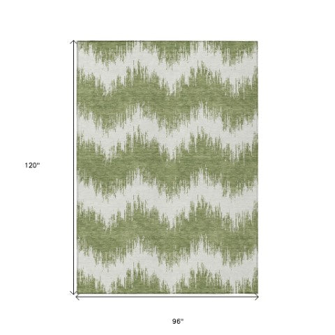 Homeroots 3' Durable Black And Ivory Chevron Indoor Outdoor Area Rug - Stylish, Washable, And Versatile Design 8' X 10' Polyester 591780