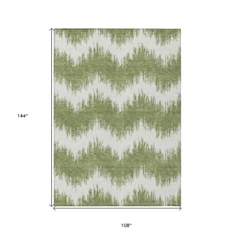 Homeroots 3' Durable Black And Ivory Chevron Indoor Outdoor Area Rug - Stylish, Washable, And Versatile Design 9' X 12' Polyester 591781