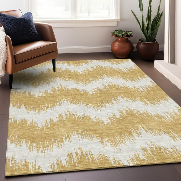 Homeroots 3' Durable Black And Ivory Chevron Indoor Outdoor Area Rug - Stylish, Washable, And Versatile Design 5' X 8' Polyester 591784