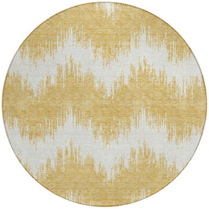 Homeroots 3' Durable Black And Ivory Chevron Indoor Outdoor Area Rug - Stylish, Washable, And Versatile Design 8' Round Polyester 591785